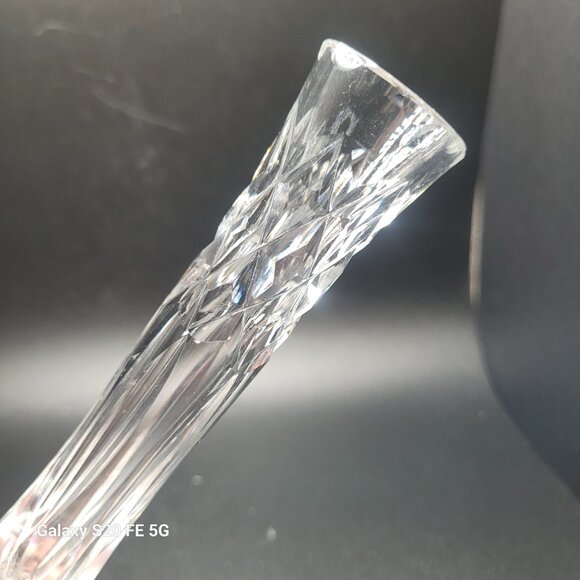 Vintage Royal Brierley Crystal Bud Vase Cut Glass Etched Footed Signed - Picture 2 of 11